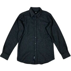 BLC Button Down Shirt Dark Speckled Wool Blend Modern Large